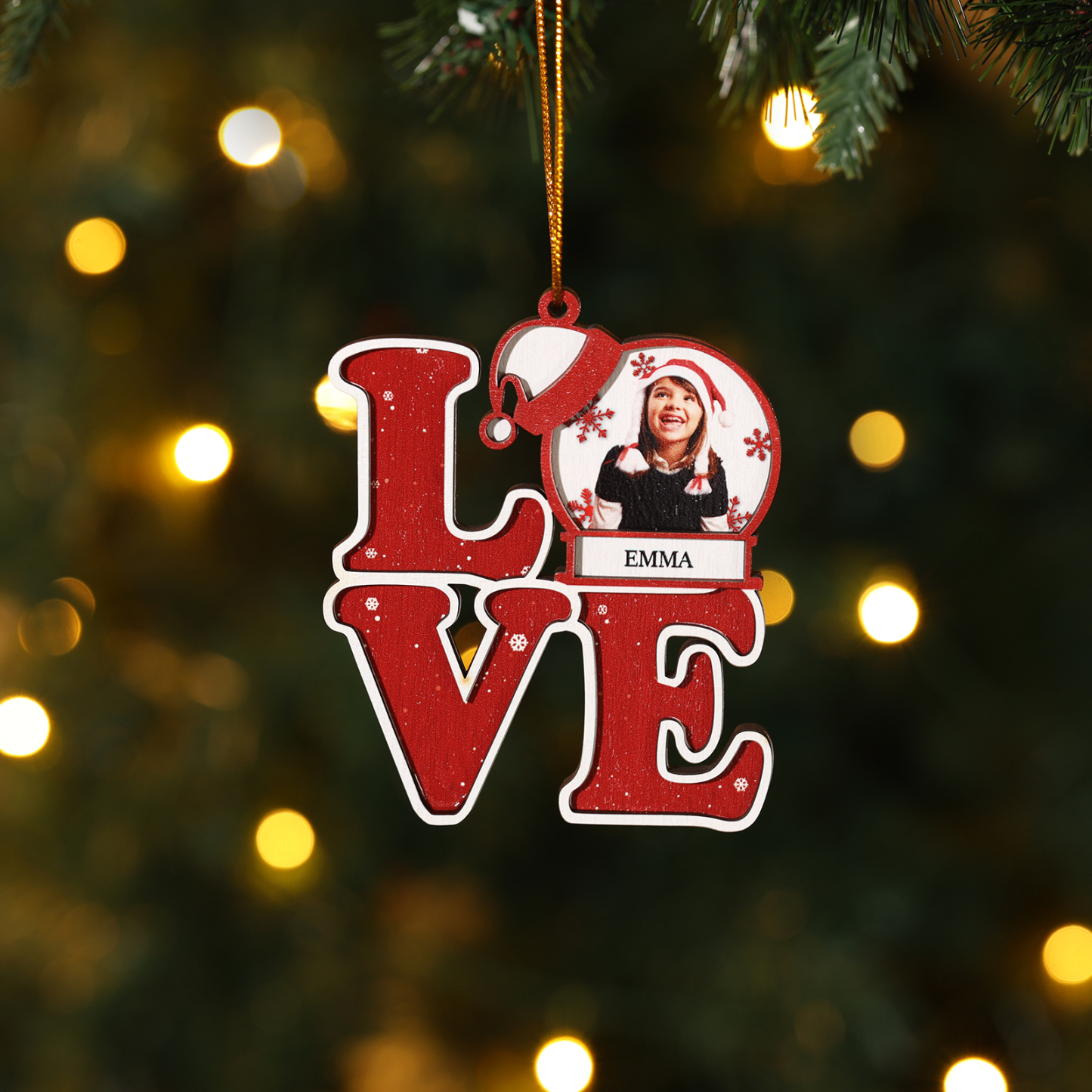 Personalised LOVE Christmas Ornament with Custom Photo & Name Perfect Holiday Gift for Family-Jessemade AU