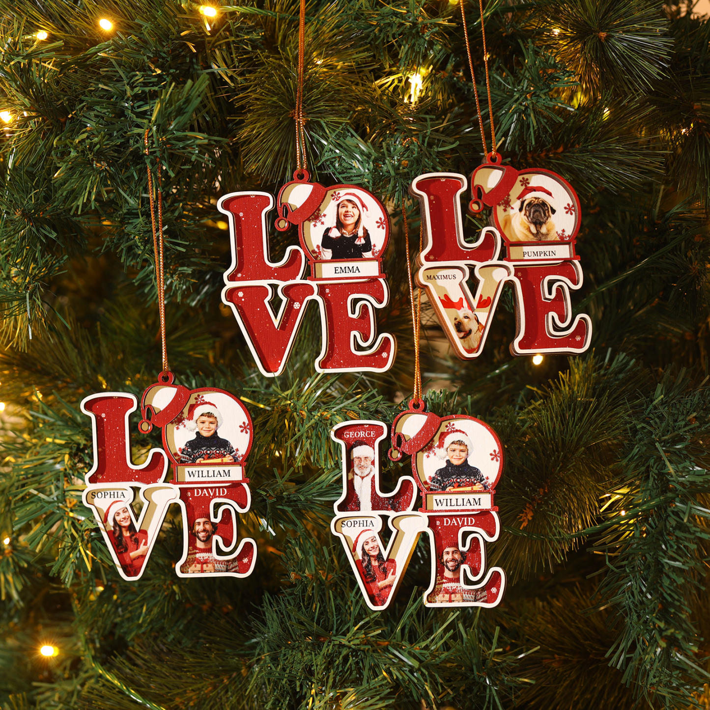 Personalised LOVE Christmas Ornament with Custom Photo & Name Perfect Holiday Gift for Family-Jessemade AU