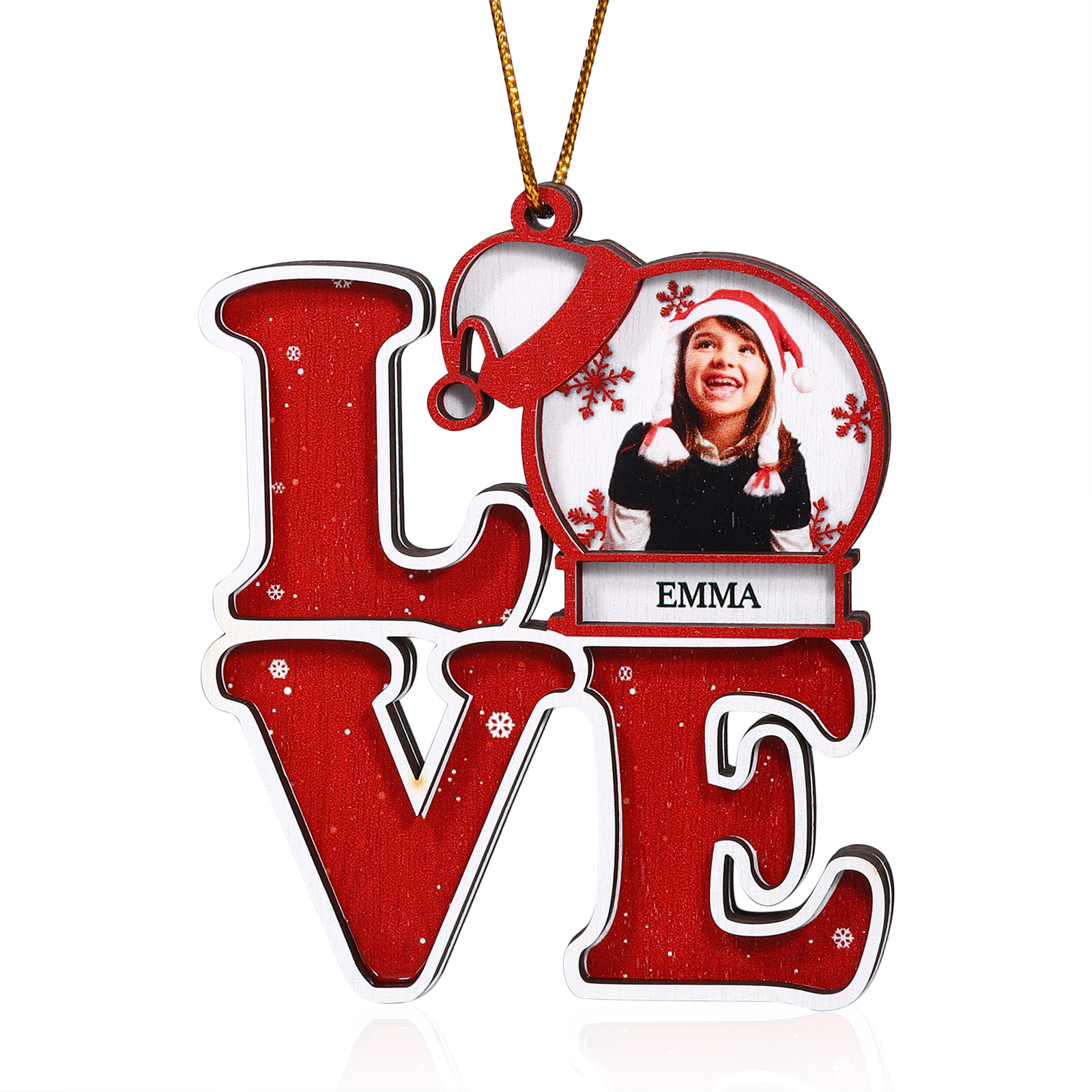 Personalised LOVE Christmas Ornament with Custom Photo & Name Perfect Holiday Gift for Family-Jessemade AU