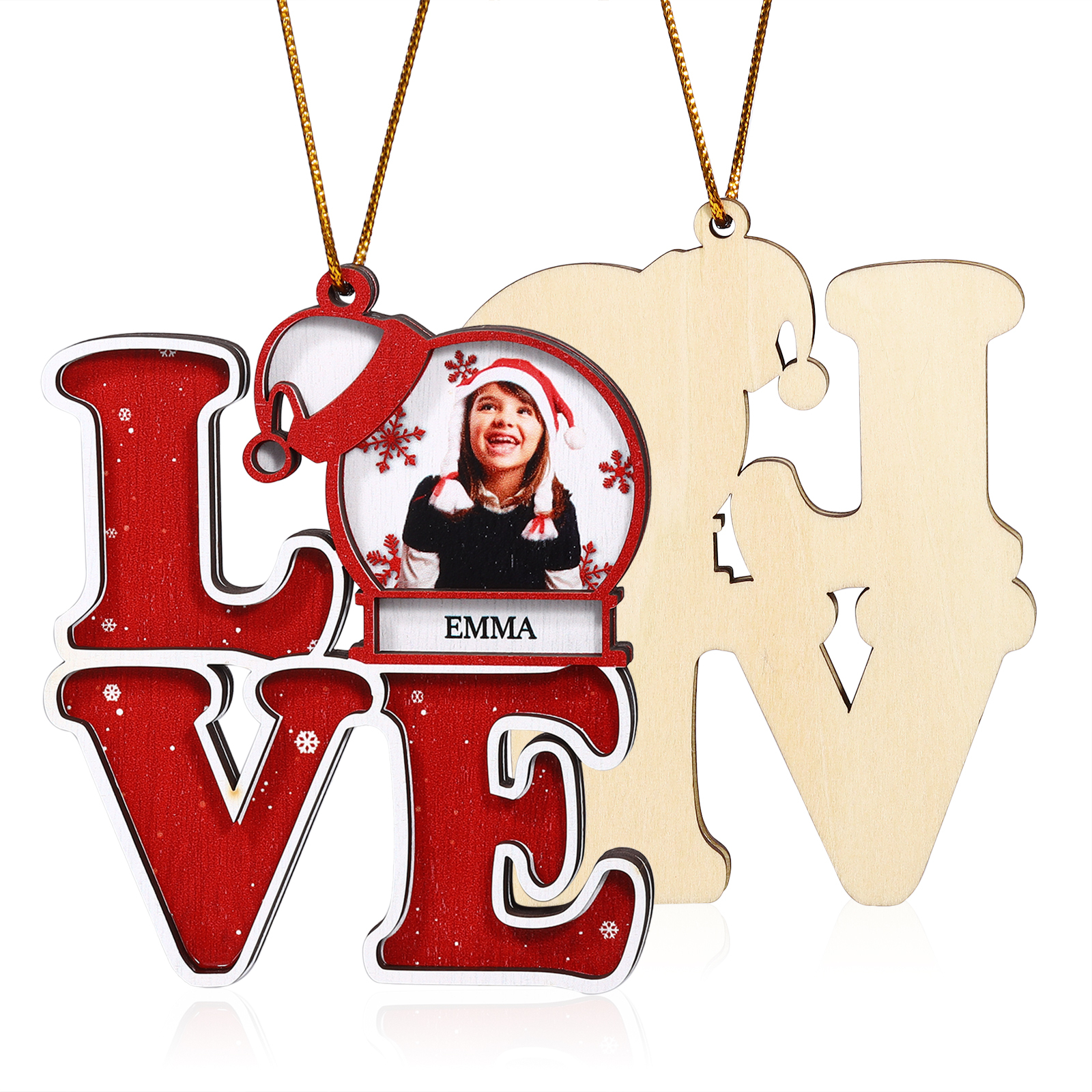Personalised LOVE Christmas Ornament with Custom Photo & Name Perfect Holiday Gift for Family-Jessemade AU