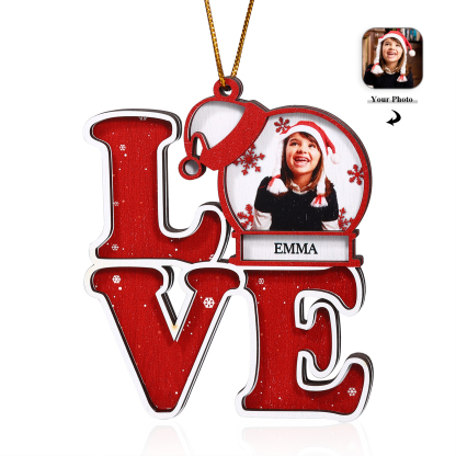 Personalised LOVE Christmas Ornament with Custom Photo & Name Perfect Holiday Gift for Family-Jessemade AU