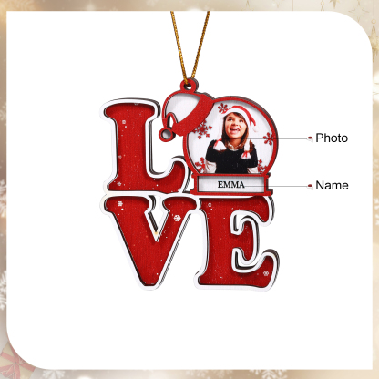 Personalised LOVE Christmas Ornament with Custom Photo & Name Perfect Holiday Gift for Family-Jessemade AU