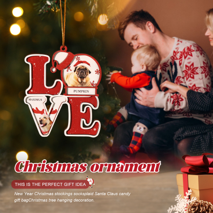 Personalised LOVE Christmas Ornament Custom 2 Photos & Names Decoration Perfect Family Gift-Jessemade AU