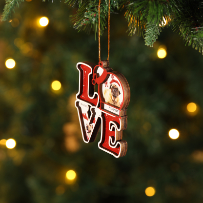 Personalised LOVE Christmas Ornament Custom 2 Photos & Names Decoration Perfect Family Gift-Jessemade AU