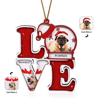 Personalised LOVE Christmas Ornament Custom 2 Photos & Names Decoration Perfect Family Gift-Jessemade AU