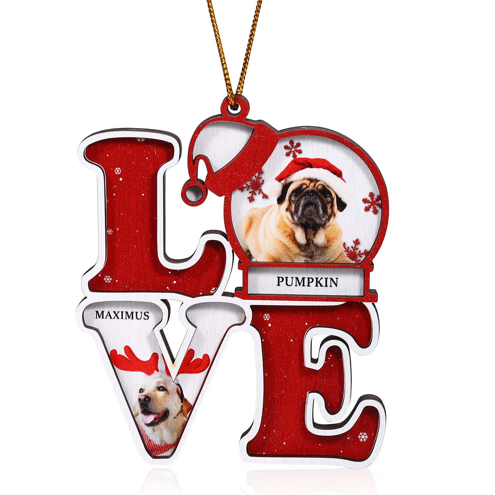 Personalised LOVE Christmas Ornament Custom 2 Photos & Names Decoration Perfect Family Gift-Jessemade AU