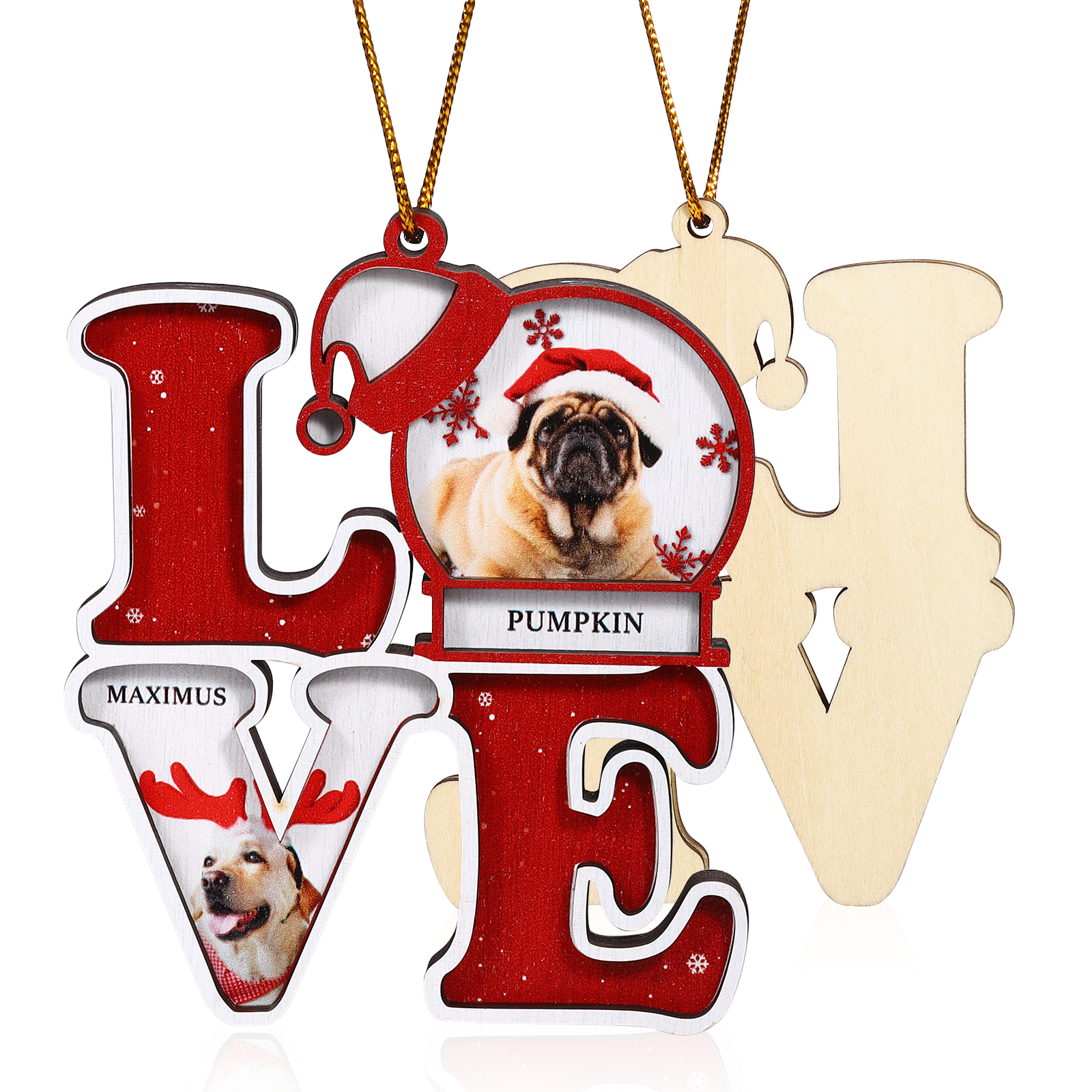 Personalised LOVE Christmas Ornament Custom 2 Photos & Names Decoration Perfect Family Gift-Jessemade AU