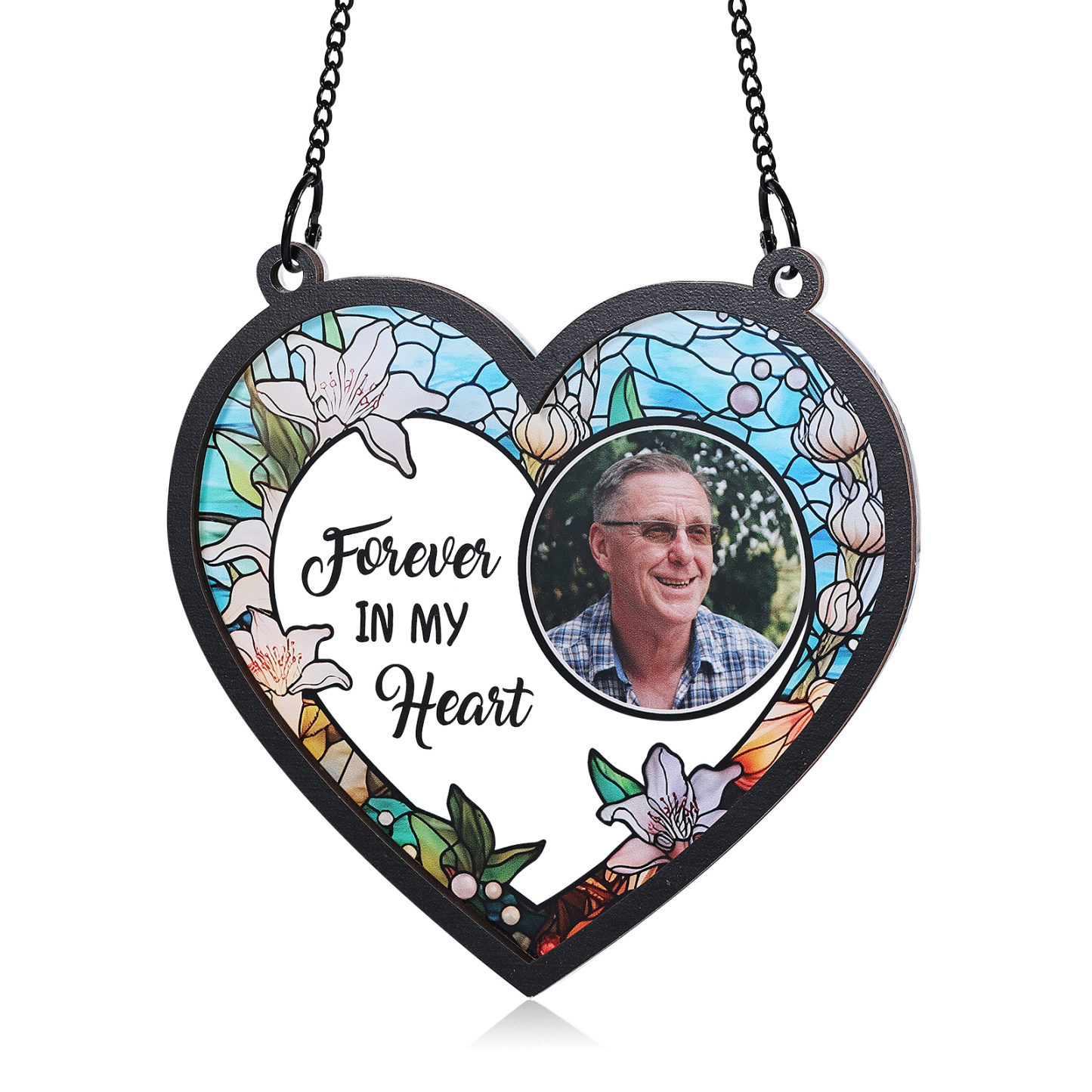 Personalised Memorial Sun Catcher with Photo and Text Elegant Light Catcher Keepsake