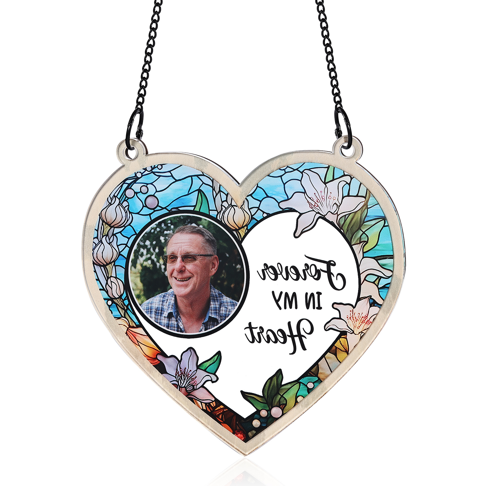 Personalised Memorial Sun Catcher with Photo and Text Elegant Light Catcher Keepsake