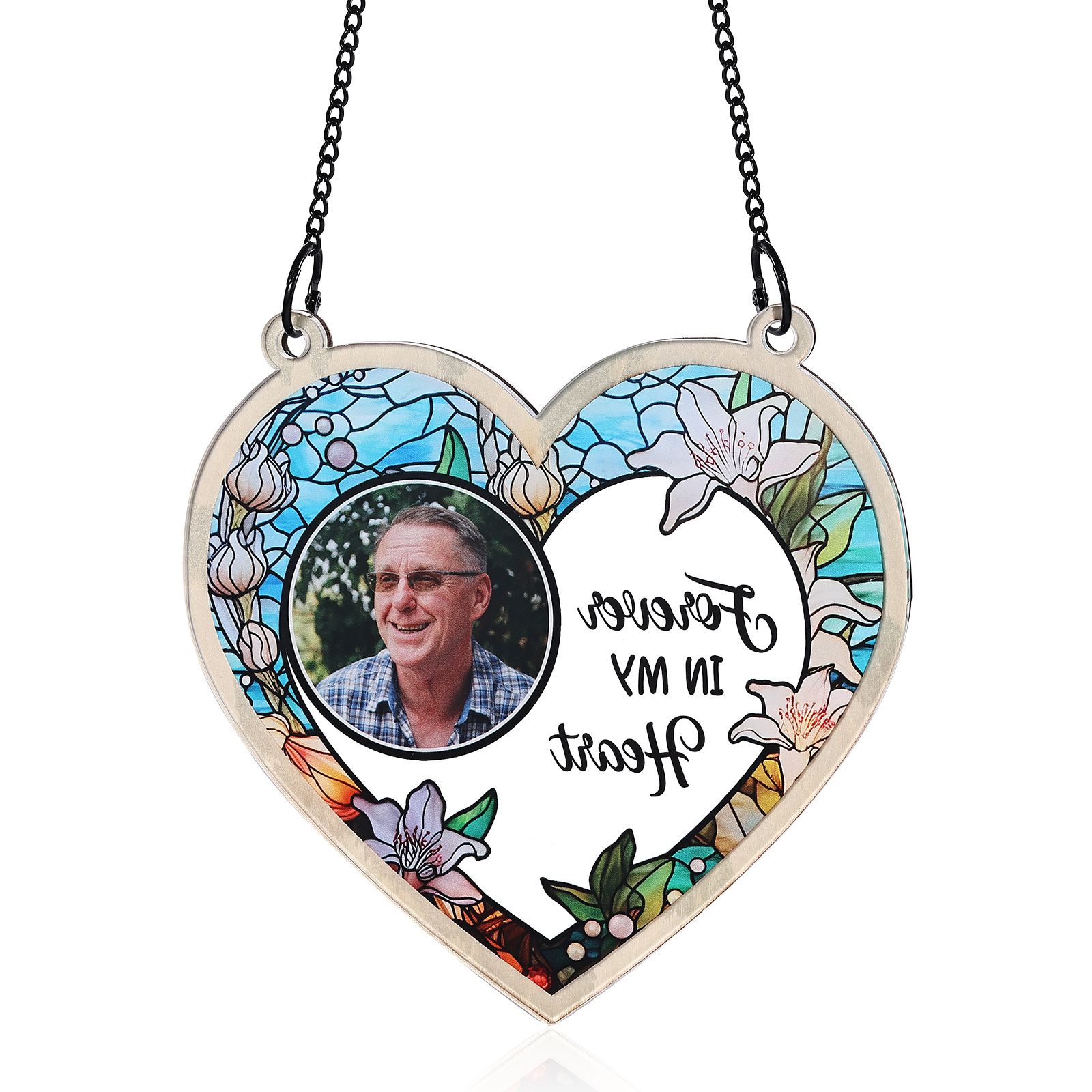 Personalised Memorial Sun Catcher with Photo and Text Elegant Light Catcher Keepsake