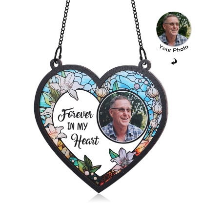 Personalised Memorial Sun Catcher with Photo and Text Elegant Light Catcher Keepsake