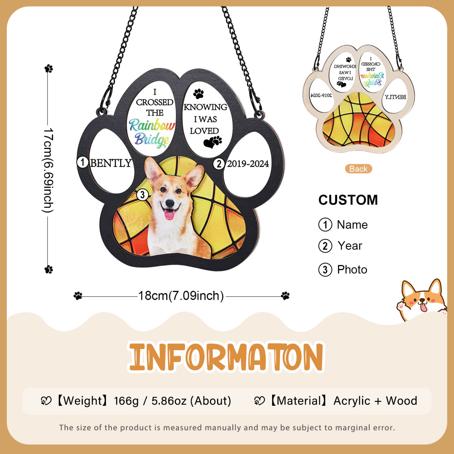 Personalised Pet Memorial Window Hanging Light Catcher A Lasting Tribute to Cherished Pets