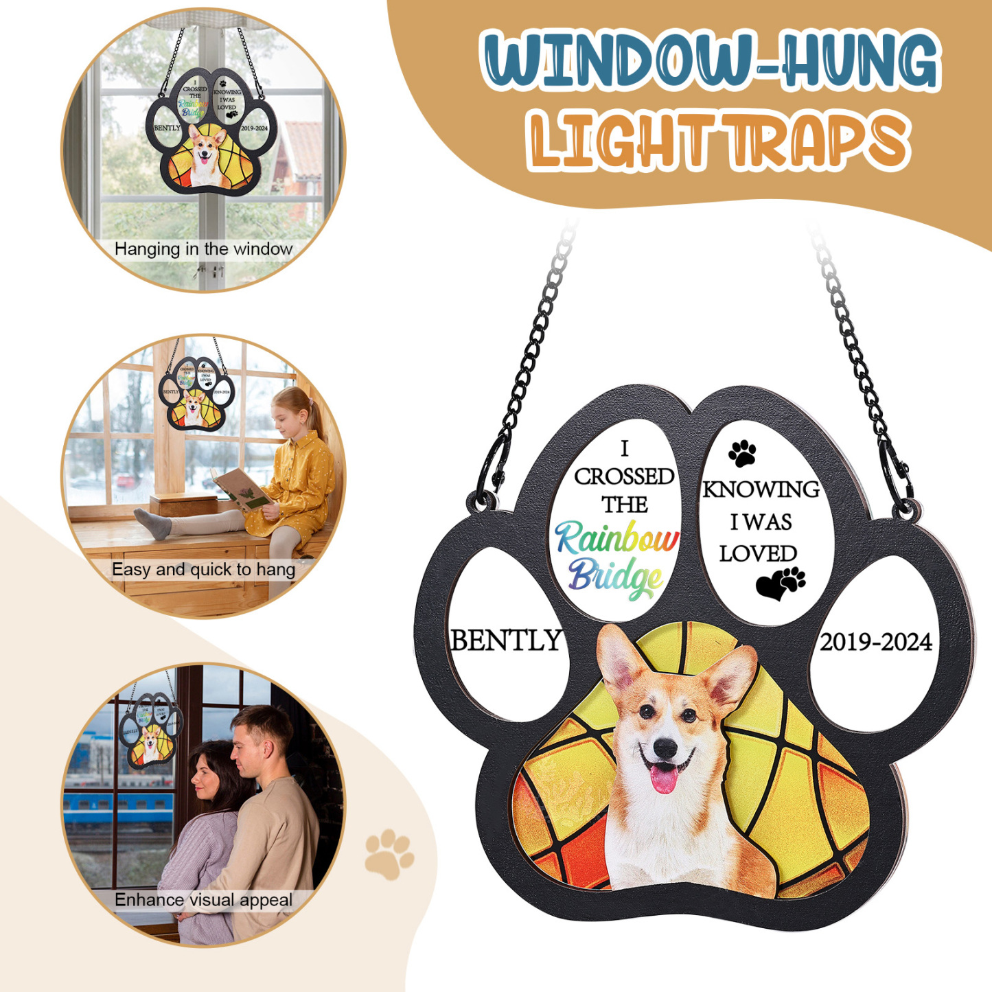 Personalised Pet Memorial Window Hanging Light Catcher A Lasting Tribute to Cherished Pets