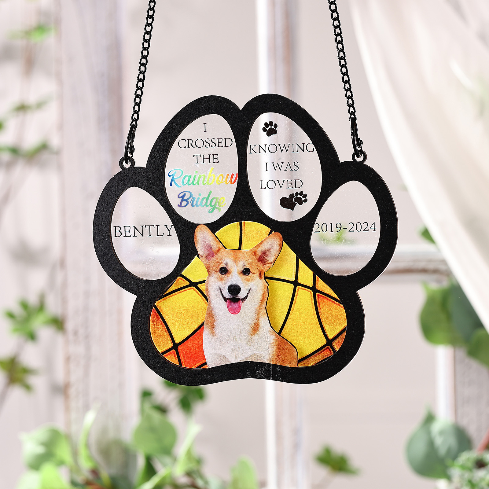 Personalised Pet Memorial Window Hanging Light Catcher A Lasting Tribute to Cherished Pets