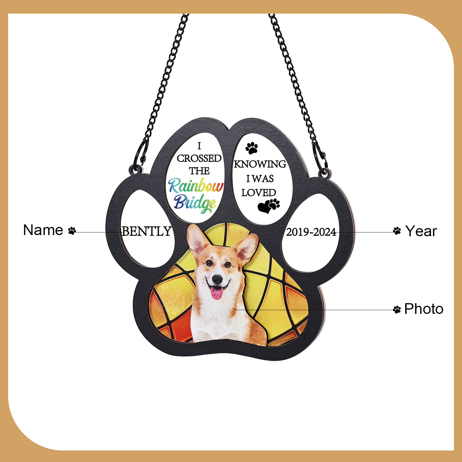 Personalised Pet Memorial Window Hanging Light Catcher A Lasting Tribute to Cherished Pets