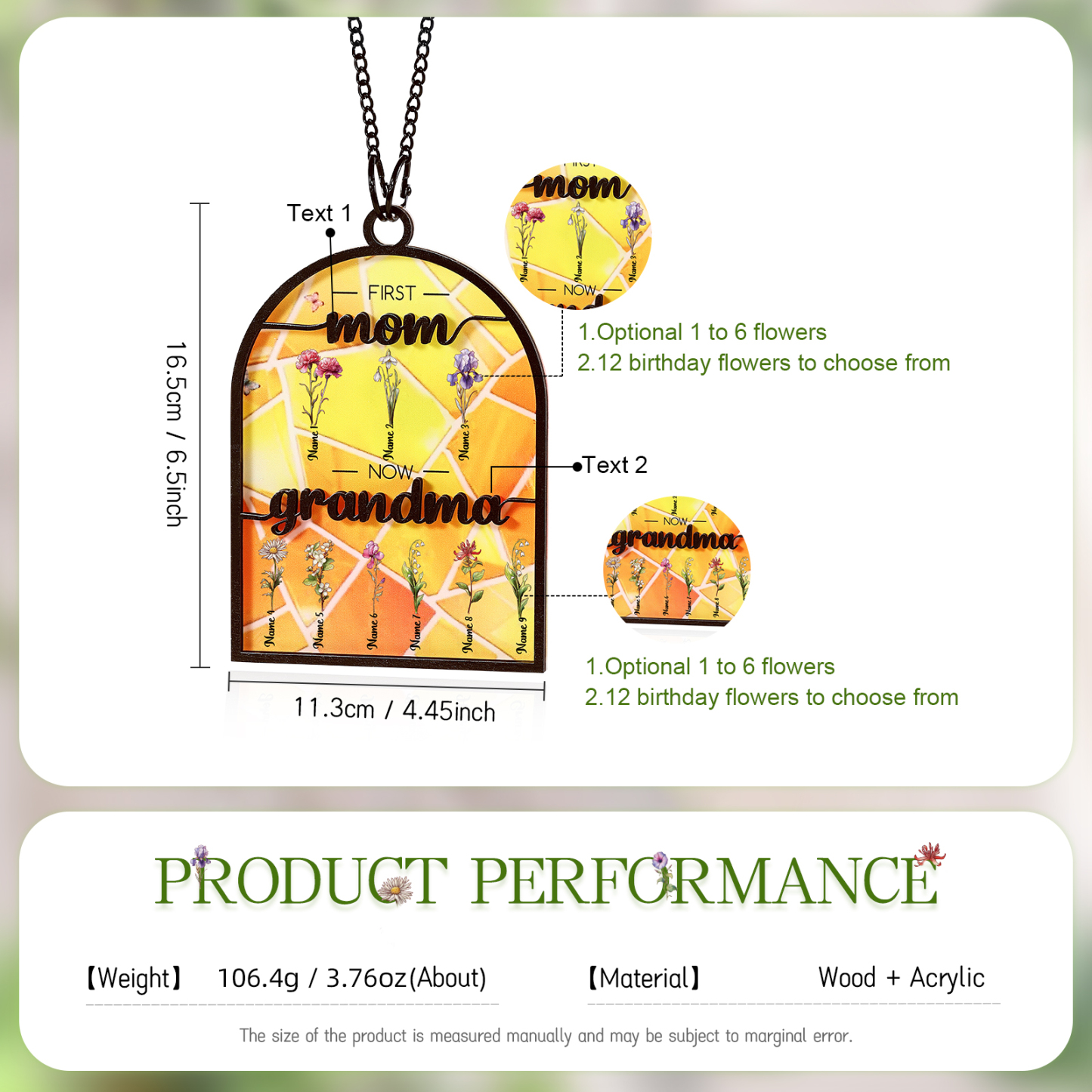 First Mom Now Grandma Family Personalised Window Hanging Suncatcher Gift For Mom Grandma