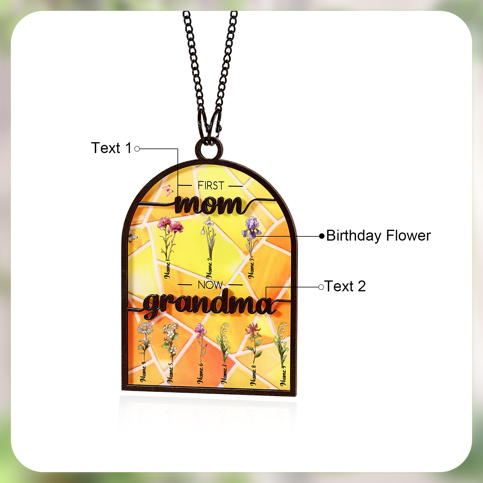 First Mom Now Grandma Family Personalised Window Hanging Suncatcher Gift For Mom Grandma