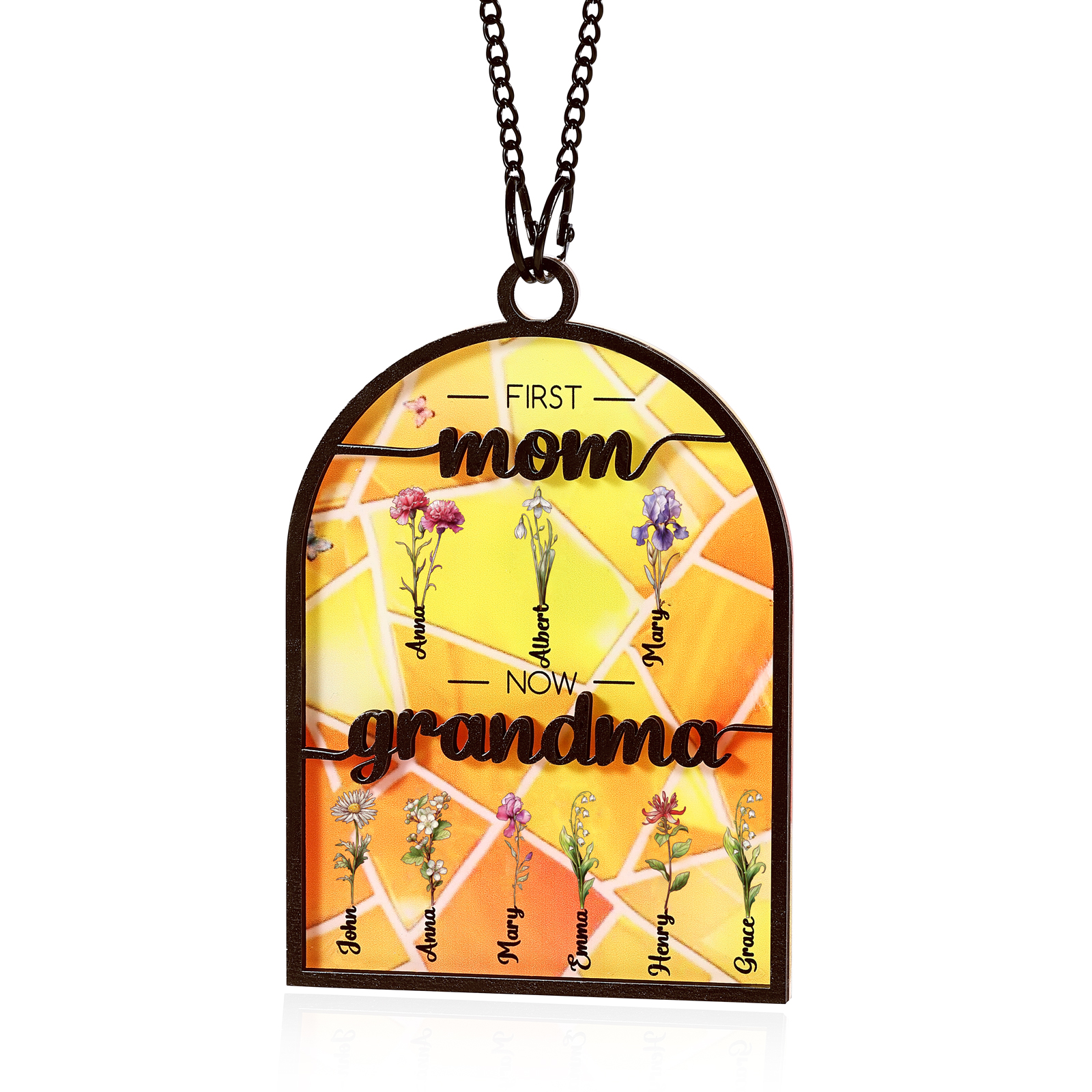 First Mom Now Grandma Family Personalised Window Hanging Suncatcher Gift For Mom Grandma