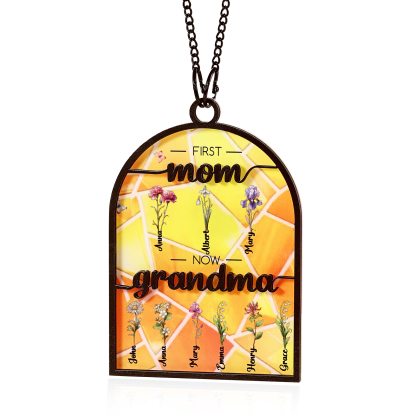 First Mom Now Grandma Family Personalised Window Hanging Suncatcher Gift For Mom Grandma