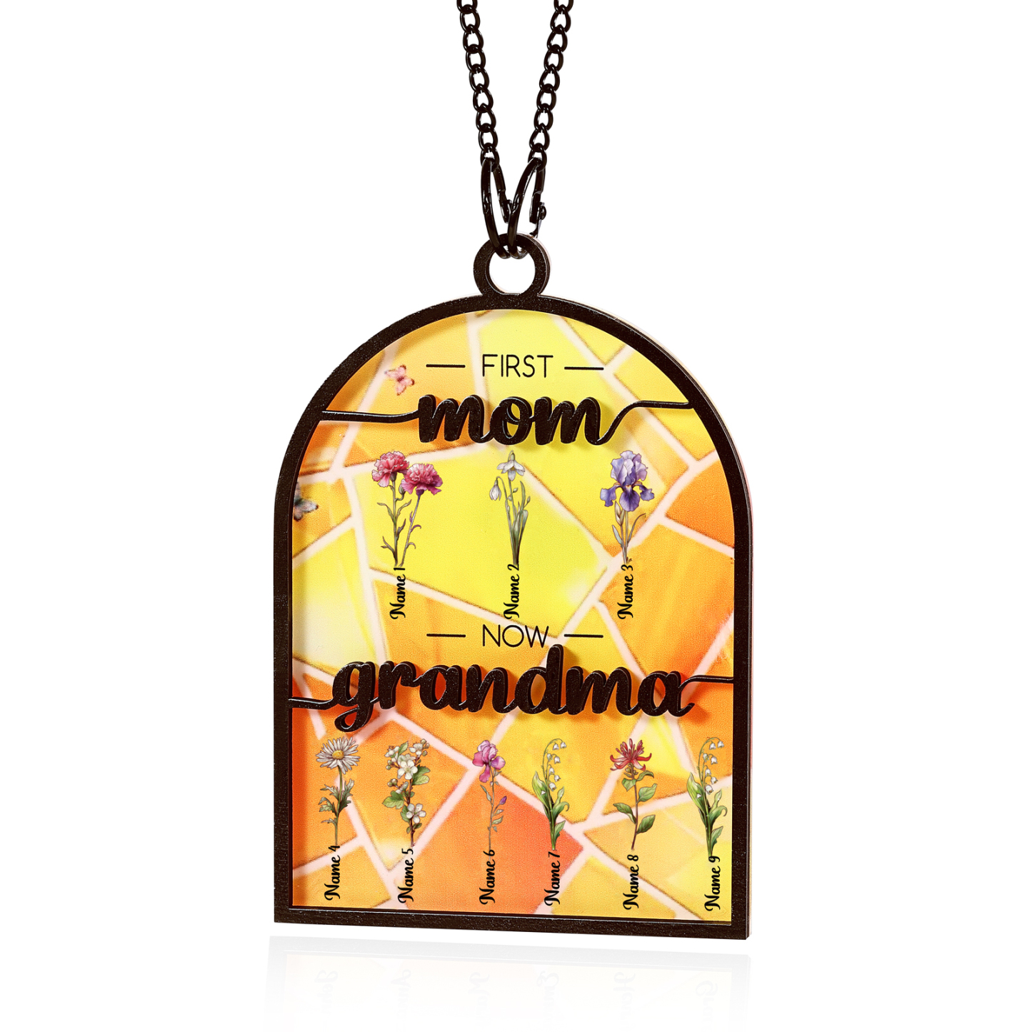 First Mom Now Grandma Family Personalised Window Hanging Suncatcher Gift For Mom Grandma