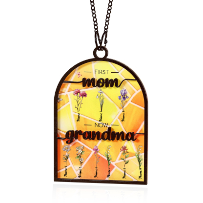 First Mom Now Grandma Family Personalised Window Hanging Suncatcher Gift For Mom Grandma