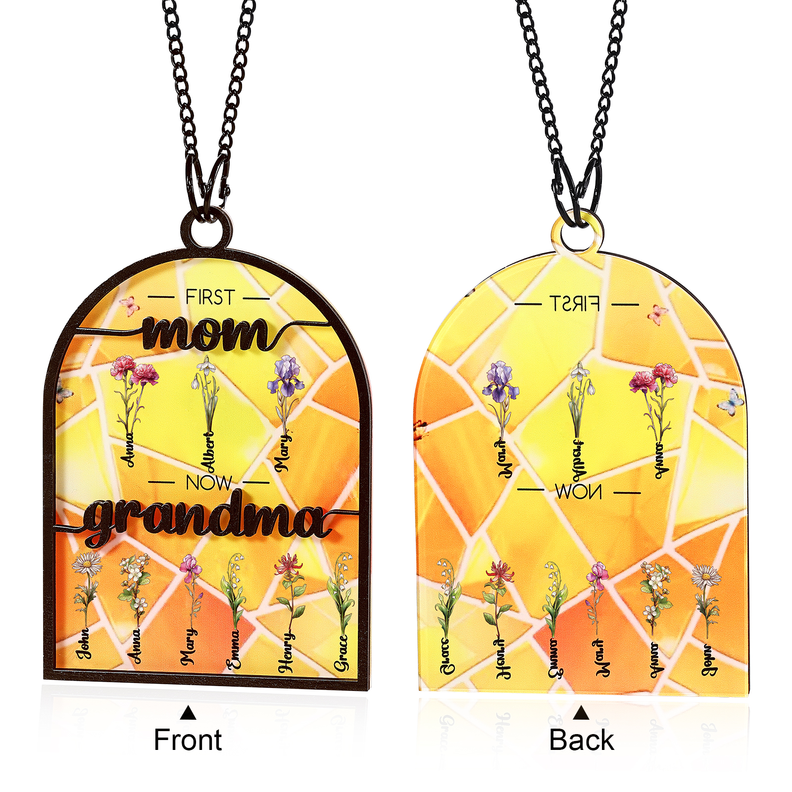 First Mom Now Grandma Family Personalised Window Hanging Suncatcher Gift For Mom Grandma