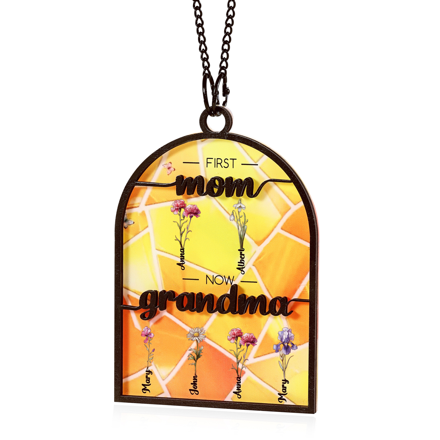 First Mom Now Grandma Family Personalised Window Hanging Suncatcher Gift For Mom Grandma