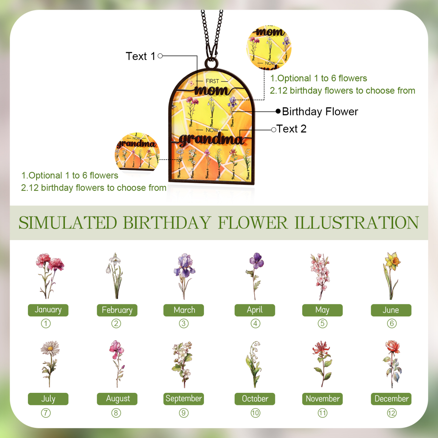 First Mom Now Grandma Family Personalised Window Hanging Suncatcher Gift For Mom Grandma