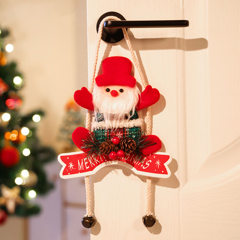 Festive Christmas Door Handle Tag Santa and Reindeer Decorations