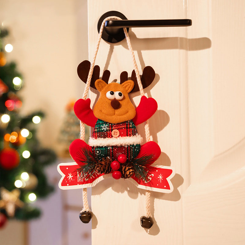 Festive Christmas Door Handle Tag Santa and Reindeer Decorations