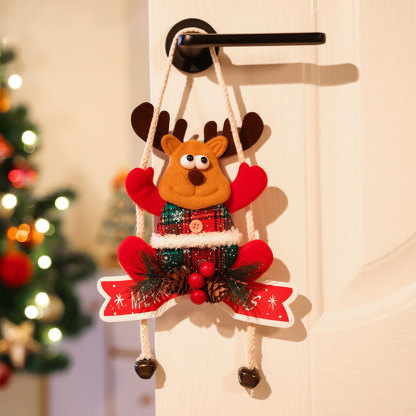 Festive Christmas Door Handle Tag Santa and Reindeer Decorations