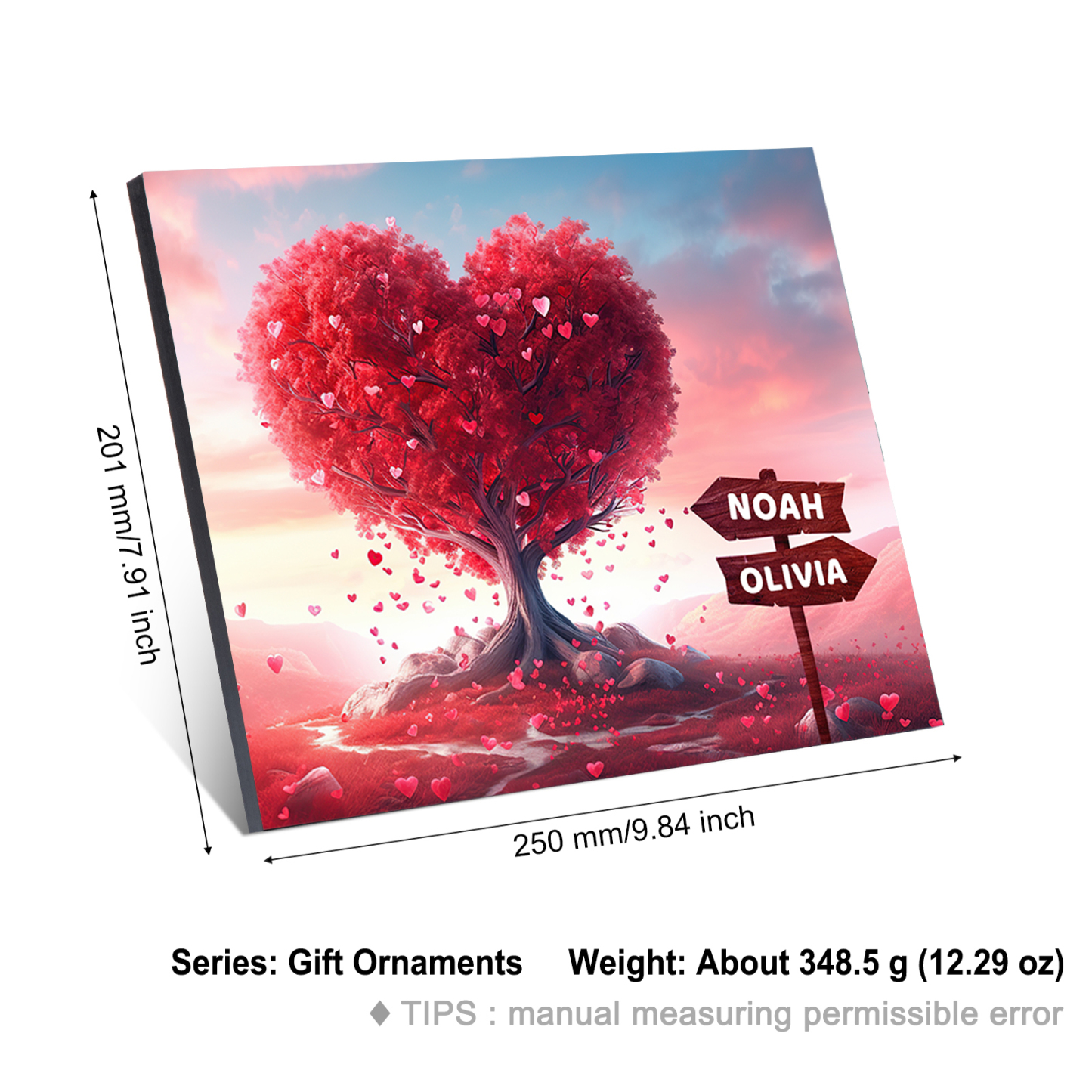 Personalised Heart Tree Wood Plaque Custom Family Gift with 2-5 Names Road Sign Frame-Jessemade AU