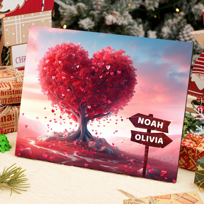 Personalised Heart Tree Wood Plaque Custom Family Gift with 2-5 Names Road Sign Frame-Jessemade AU