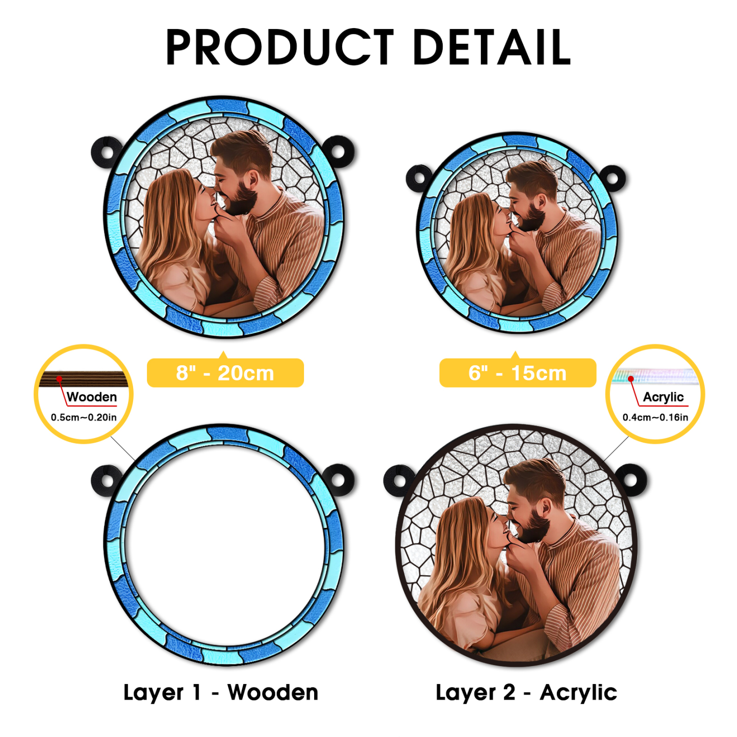 Custom Photo Where There Is Love There Is Life Couple Personalised Window Hanging Suncatcher Ornament Gift For Husband Wife