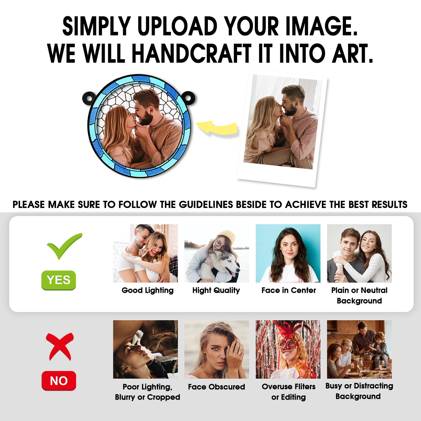 Custom Photo Where There Is Love There Is Life Couple Personalised Window Hanging Suncatcher Ornament Gift For Husband Wife