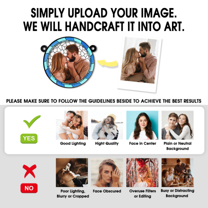 Custom Photo Where There Is Love There Is Life Couple Personalised Window Hanging Suncatcher Ornament Gift For Husband Wife