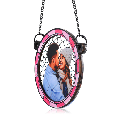 Custom Photo Where There Is Love There Is Life Couple Personalised Window Hanging Suncatcher Ornament Gift For Husband Wife