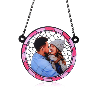 Custom Photo Where There Is Love There Is Life Couple Personalised Window Hanging Suncatcher Ornament Gift For Husband Wife