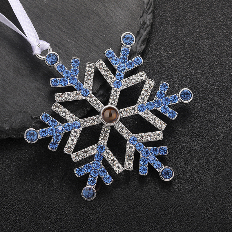 Personalised Christmas Tree Ornament with Photo Projection Snowflake Hanging Ornament in Pink or Blue