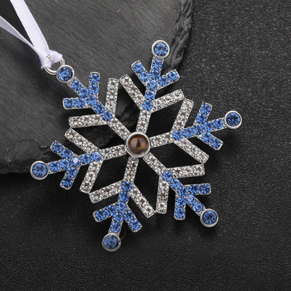 Personalised Christmas Tree Ornament with Photo Projection Snowflake Hanging Ornament in Pink or Blue