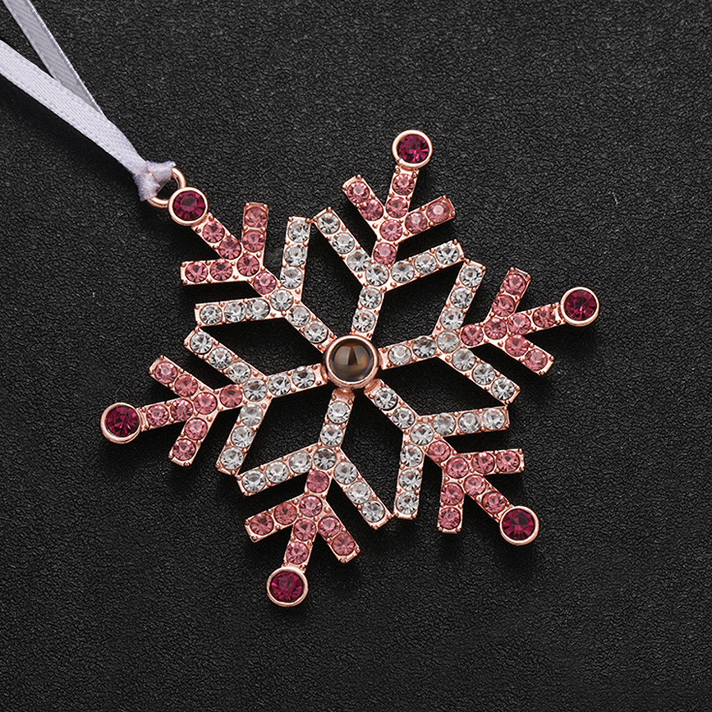 Personalised Christmas Tree Ornament with Photo Projection Snowflake Hanging Ornament in Pink or Blue