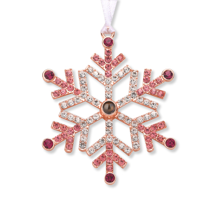 Personalised Christmas Tree Ornament with Photo Projection Snowflake Hanging Ornament in Pink or Blue