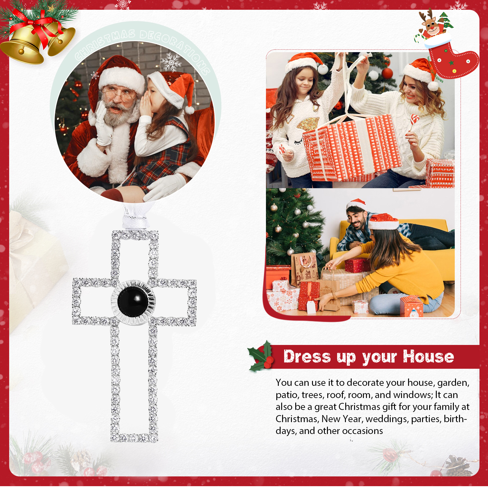 Personalised Christmas Tree Ornament with Photo Projection Custom Cross Ornament Christmas Gift