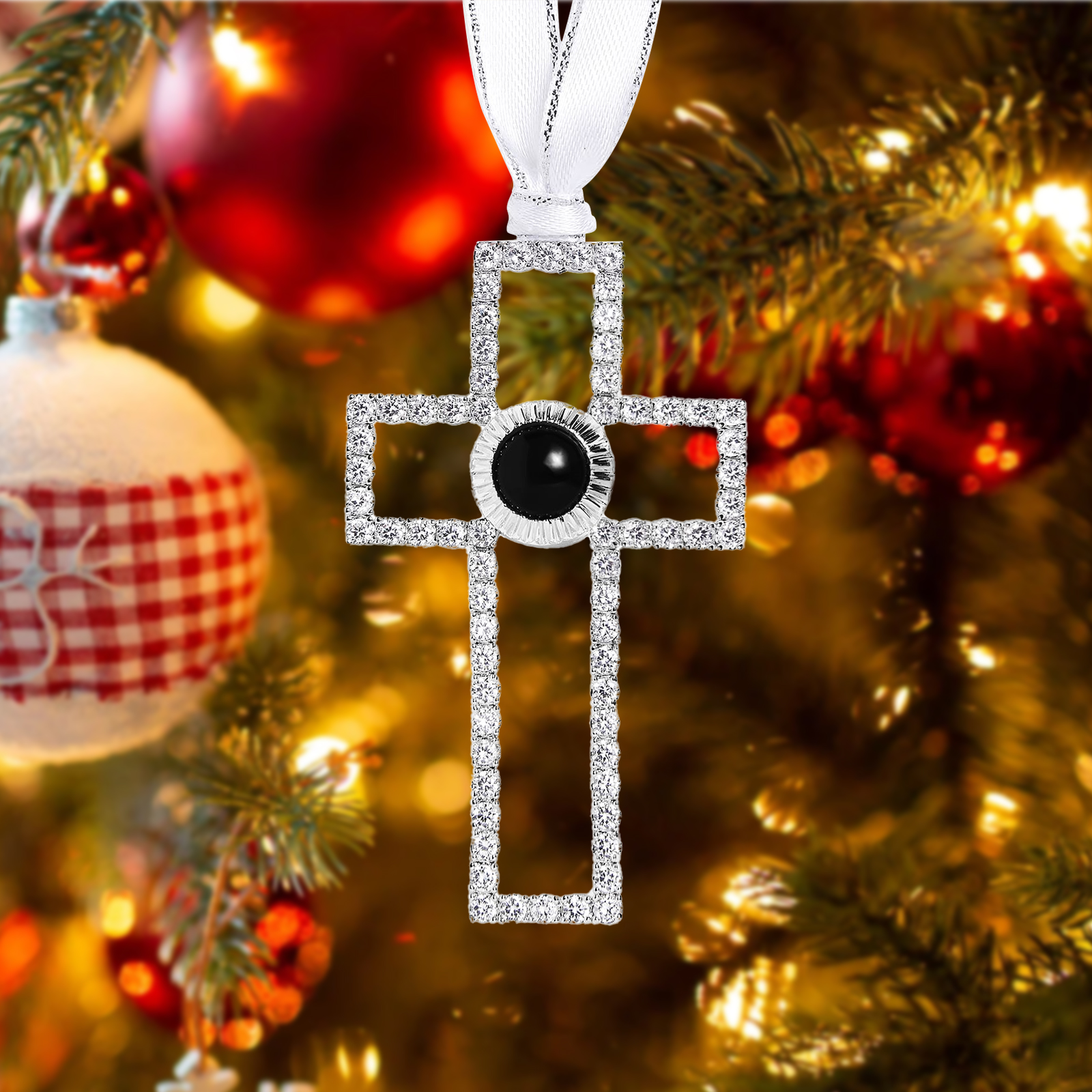 Personalised Christmas Tree Ornament with Photo Projection Custom Cross Ornament Christmas Gift