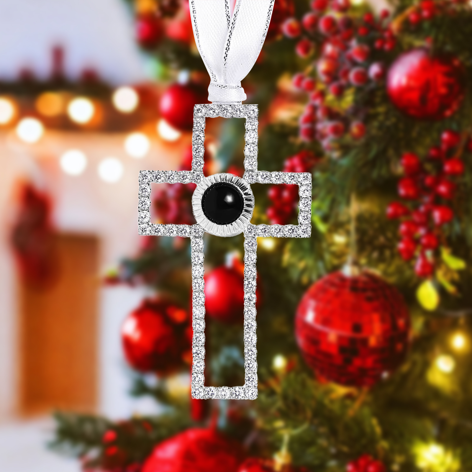 Personalised Christmas Tree Ornament with Photo Projection Custom Cross Ornament Christmas Gift