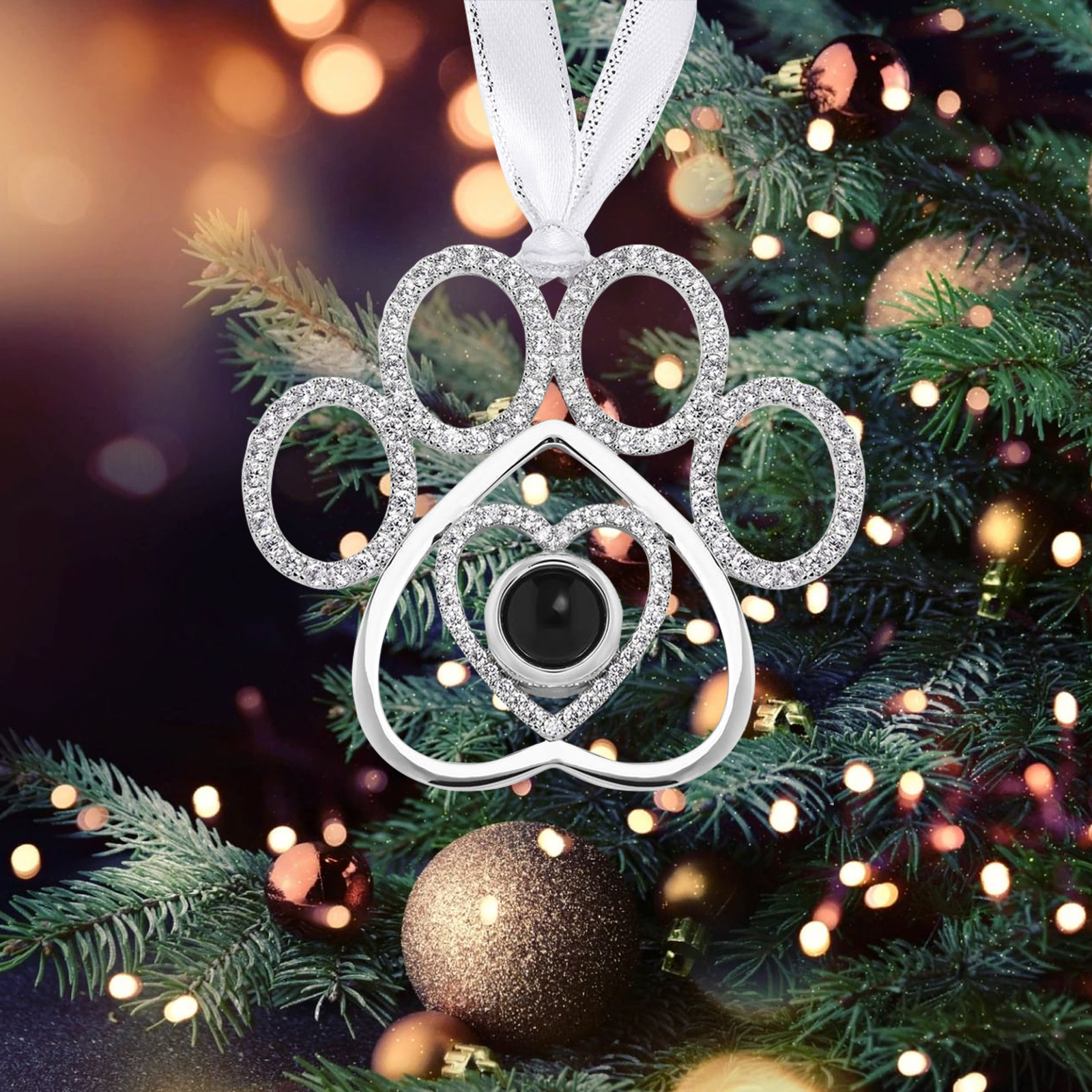 You Left Your Paw Prints On My Heart Personalised Custom Photo Pet Paw Projection Ornament