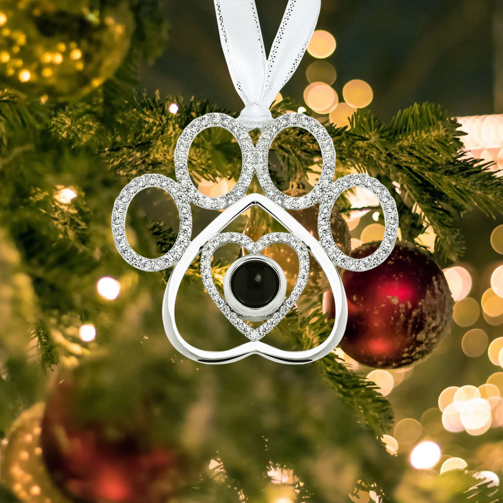 You Left Your Paw Prints On My Heart Personalised Custom Photo Pet Paw Projection Ornament