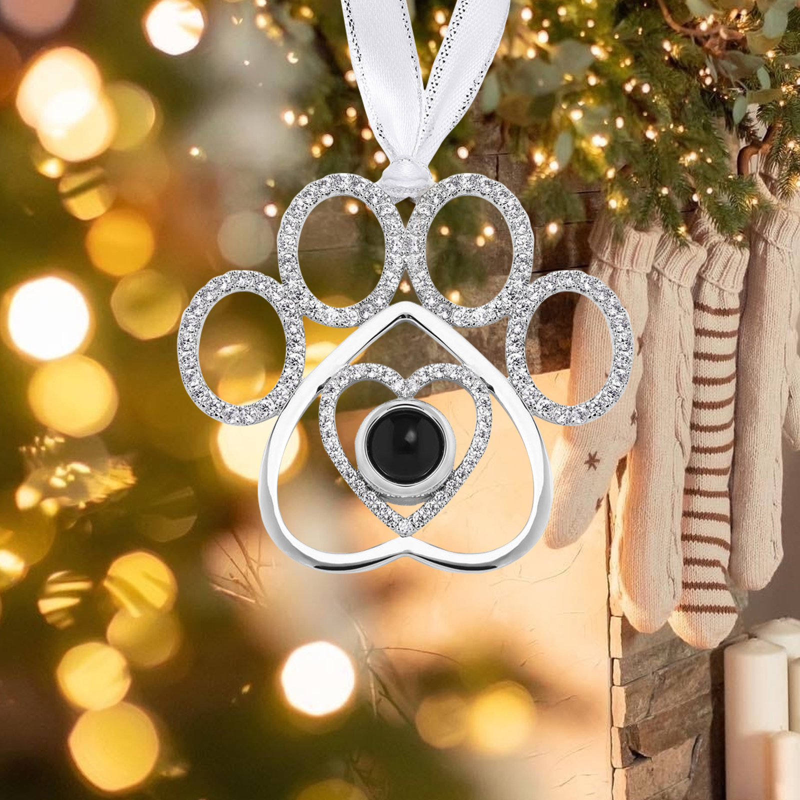 You Left Your Paw Prints On My Heart Personalised Custom Photo Pet Paw Projection Ornament