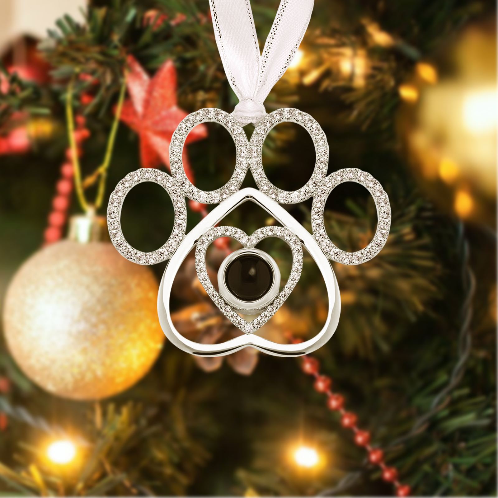 You Left Your Paw Prints On My Heart Personalised Custom Photo Pet Paw Projection Ornament