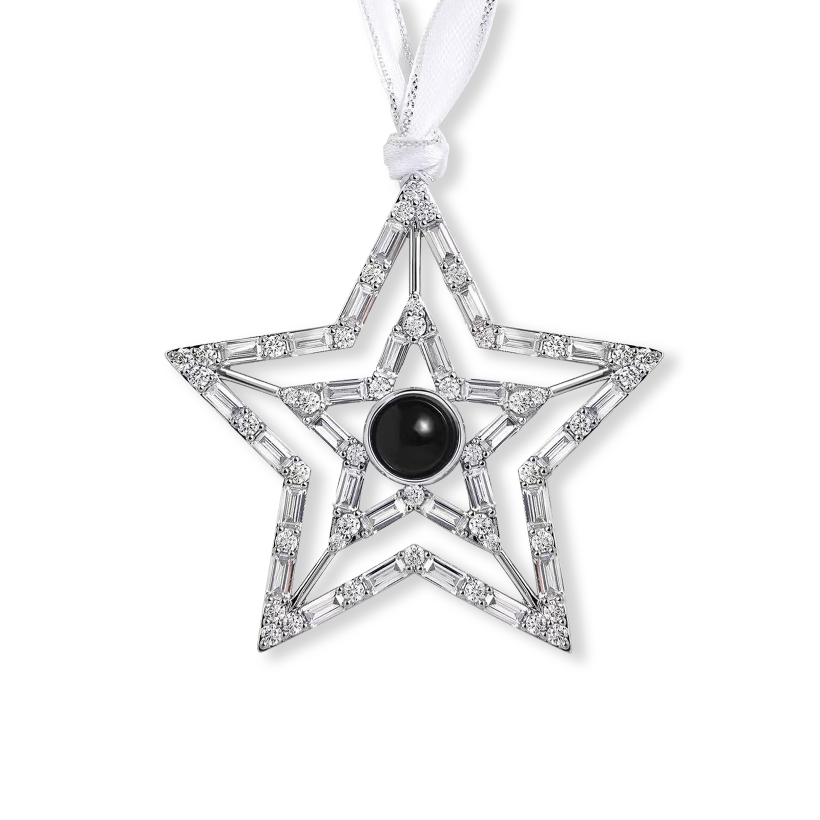 Personalised Five Pointed Star Projection Hanging Ornament Customised Family Photo Christmas Gift